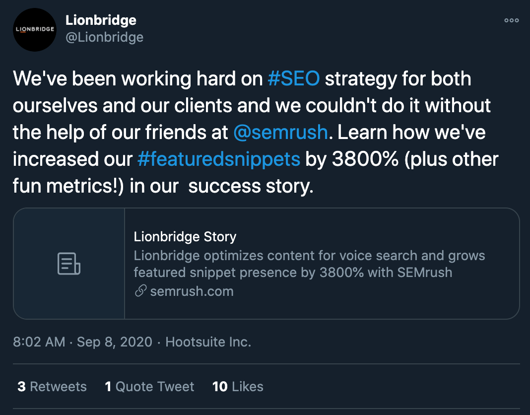 Lionbridge tweet