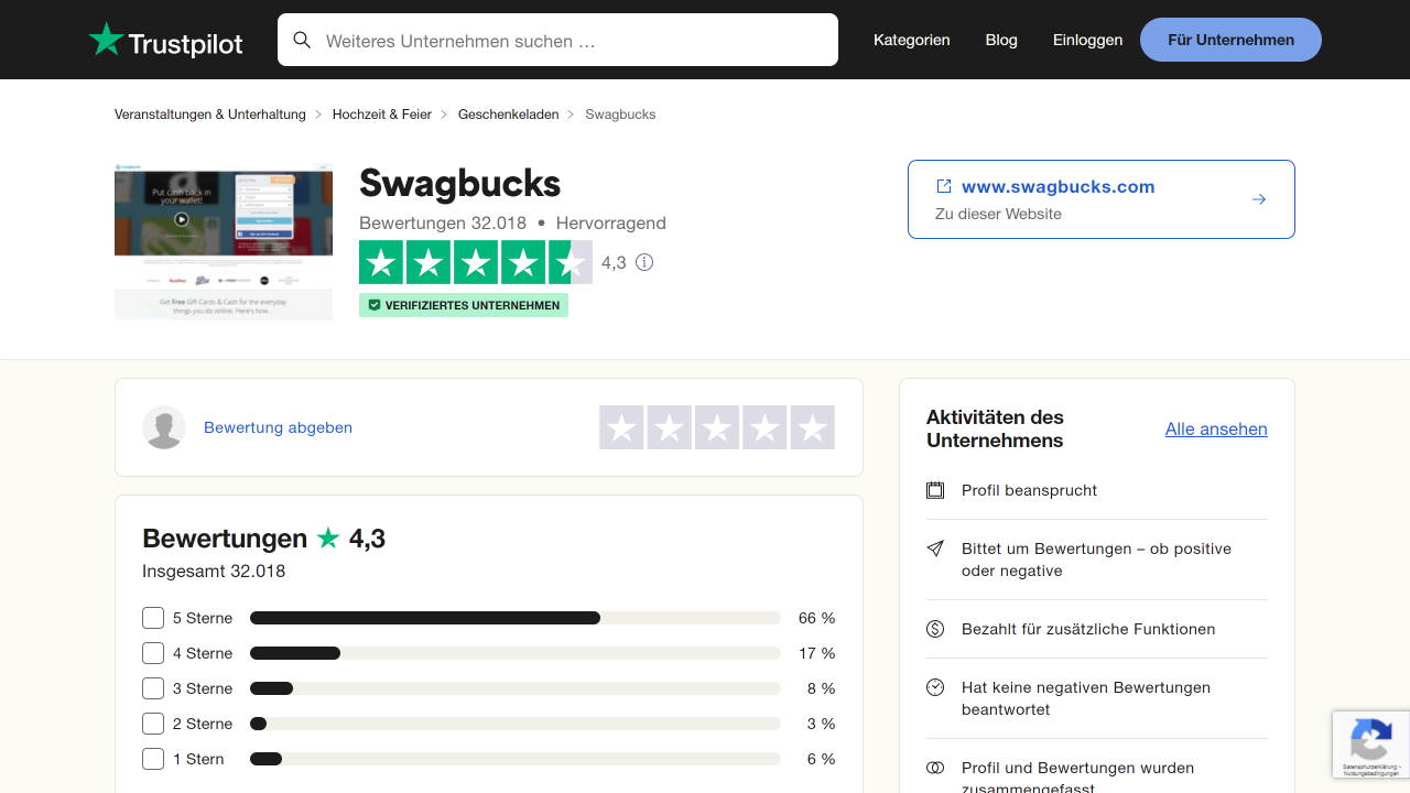 Swagbucks Trustpilot Erfahrungen