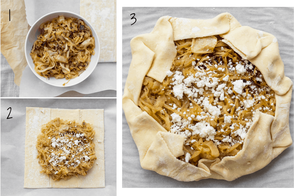 steps to fold a tart with puff pastry