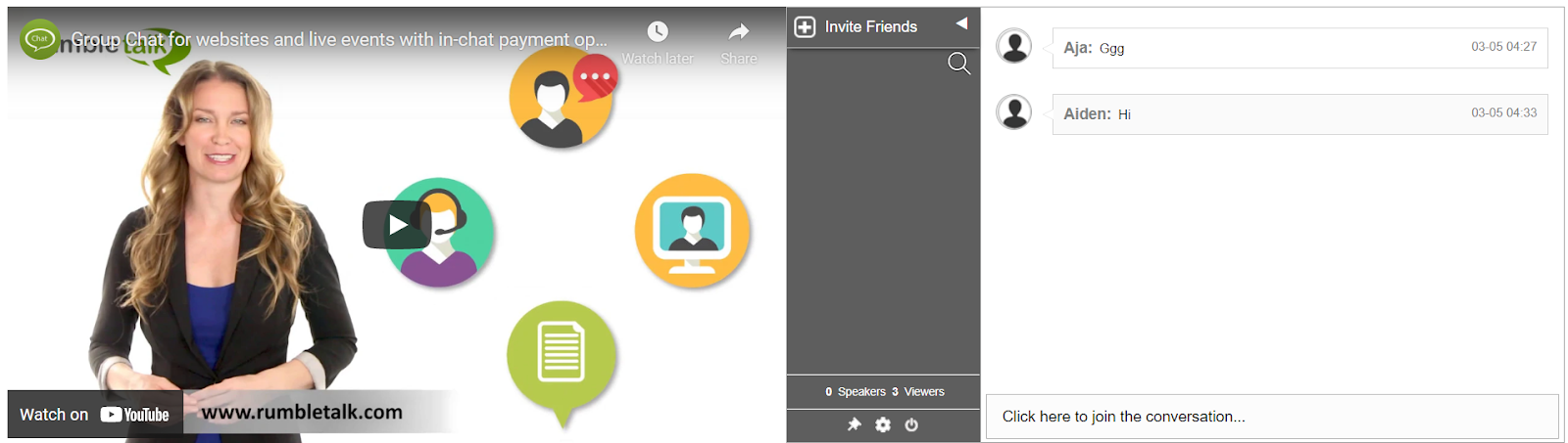 integrate RumbleTalk YouTube video