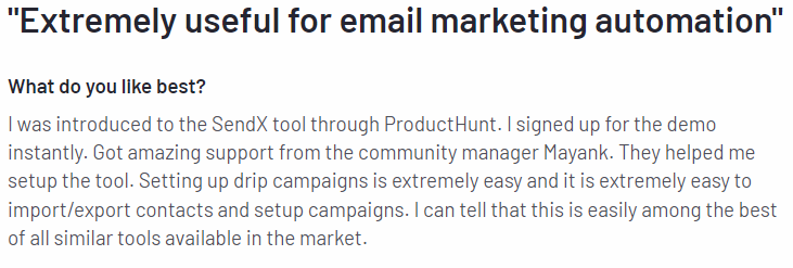 sendx user review - extremely useful for email marketing automation