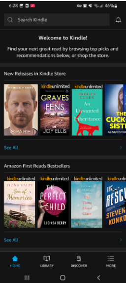 How is Kindle Making Reading Easier? Kindle App home screen