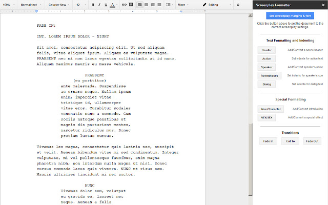 Screenplay Formatter Google Workspace Marketplace
