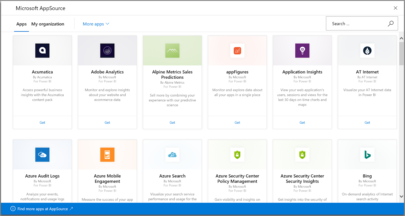 Screenshot of Power BI data connections.