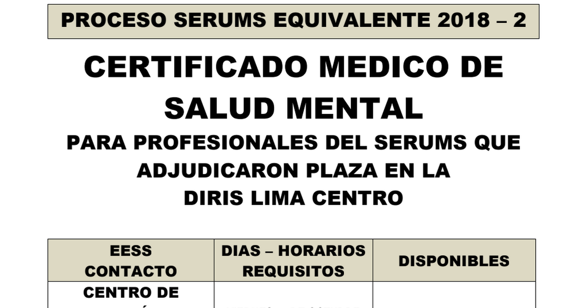 Serums 2018 2 Certificado Salud Mental Pdf Google Drive