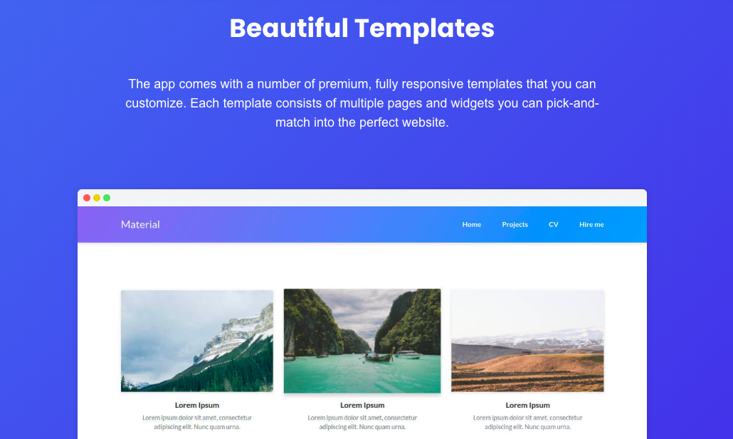 Screenshot of Bootstrap Studio’s web design templates