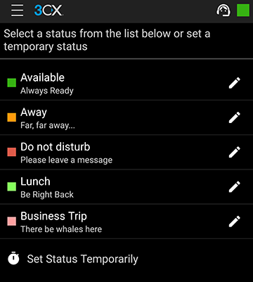3CX Android-app - Stel uw status in