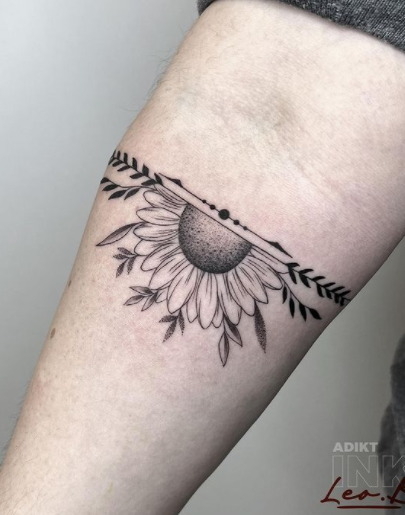 Half Sunflower Tattoo Design