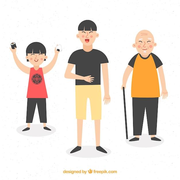 Free vector asian men in different ages