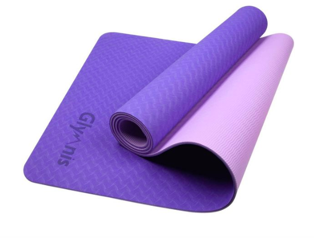 A purple Glymnis yoga mat