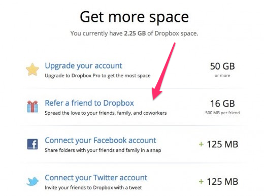 Dropbox Referral Bonus