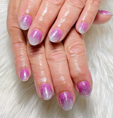 Sparkling Pink Ombre Nail Designs