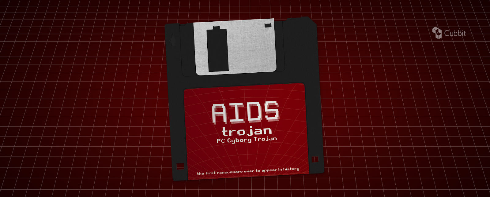 aids trojan written on a floppy disk infographics
