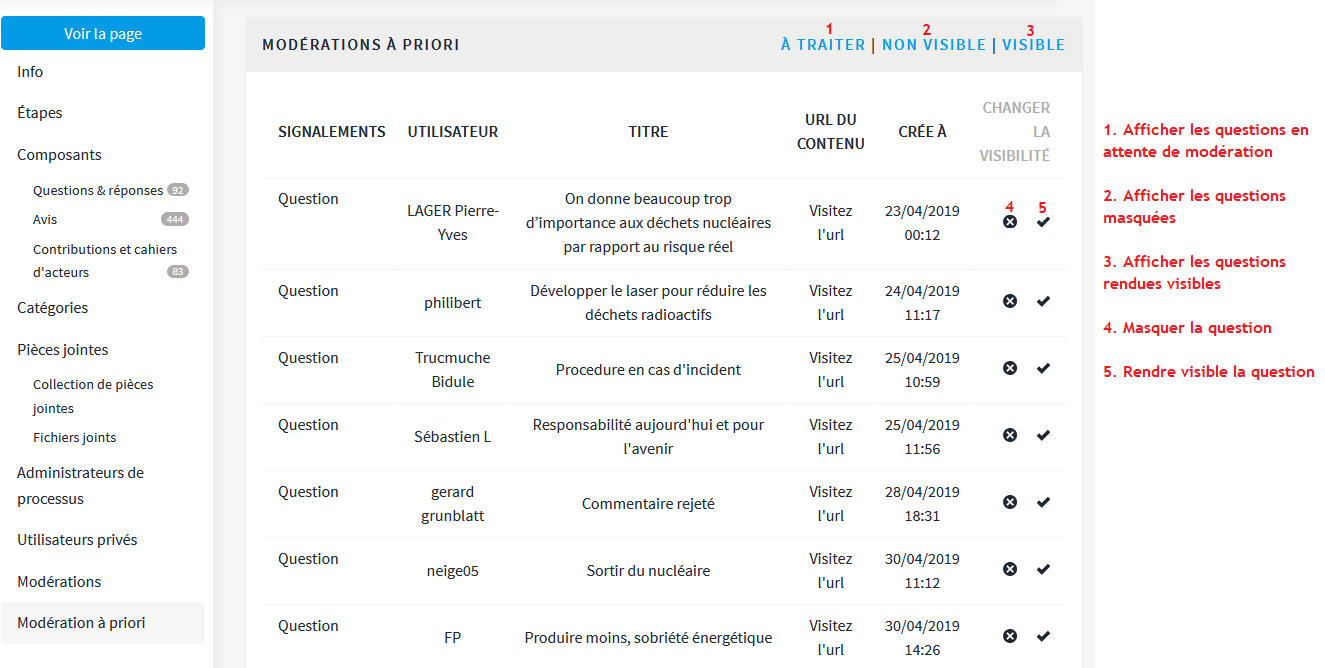 Modération à priori - Documentation Decidim par Open Source Politics