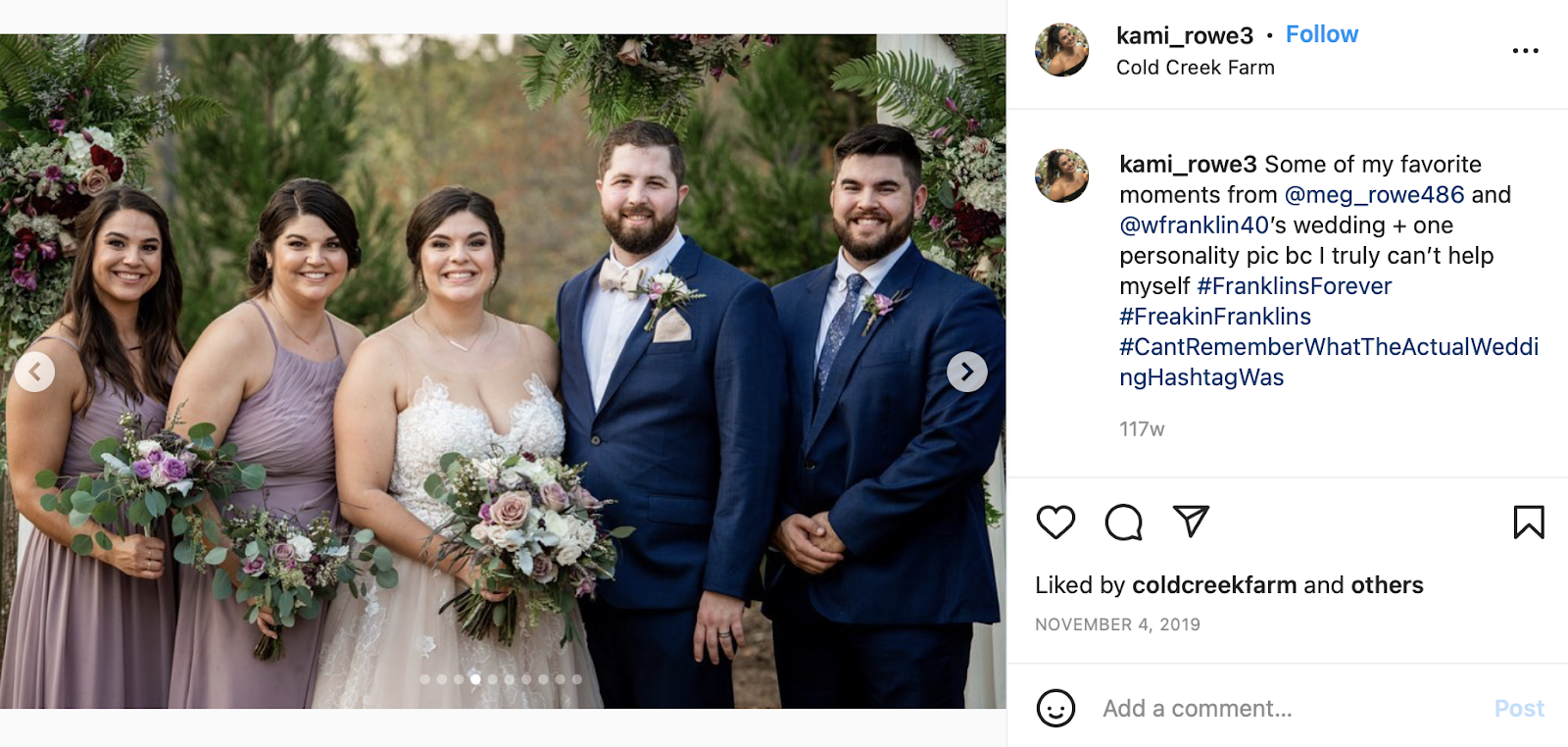 "forever" wedding hashtag for f last names