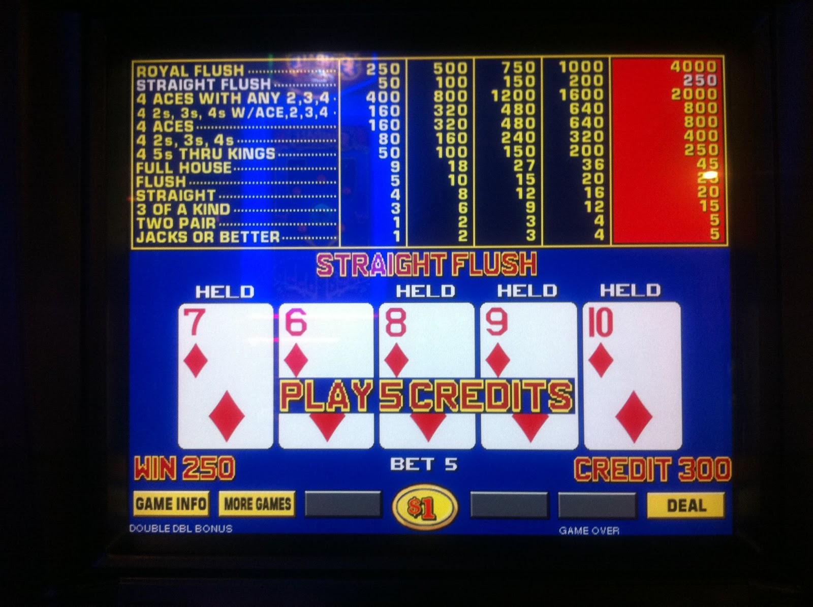 video poker screen