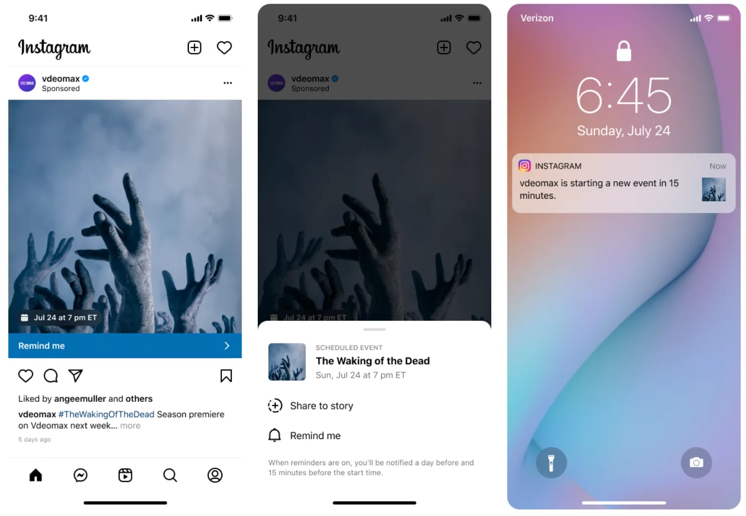 Phone Screens Diplayng The New Instagram Sponsored Reminder Posts 