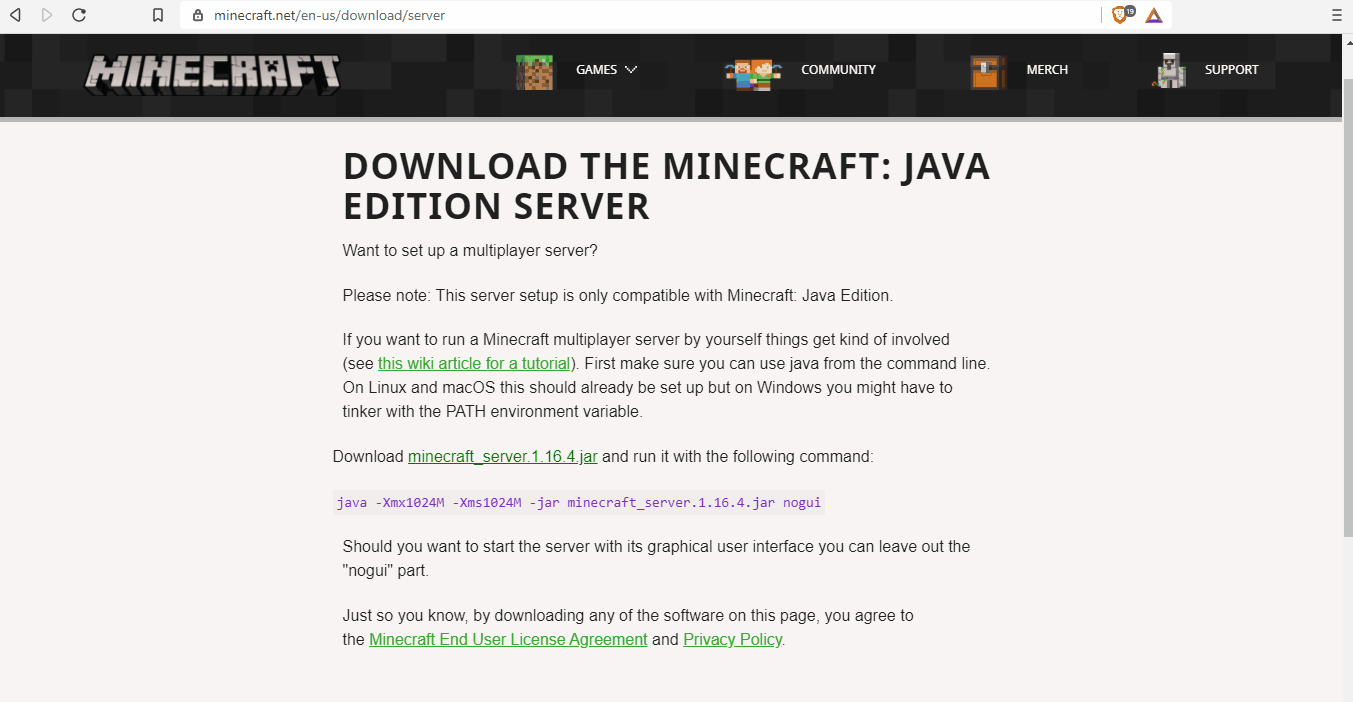 Minecraft server step 2 download server.jar