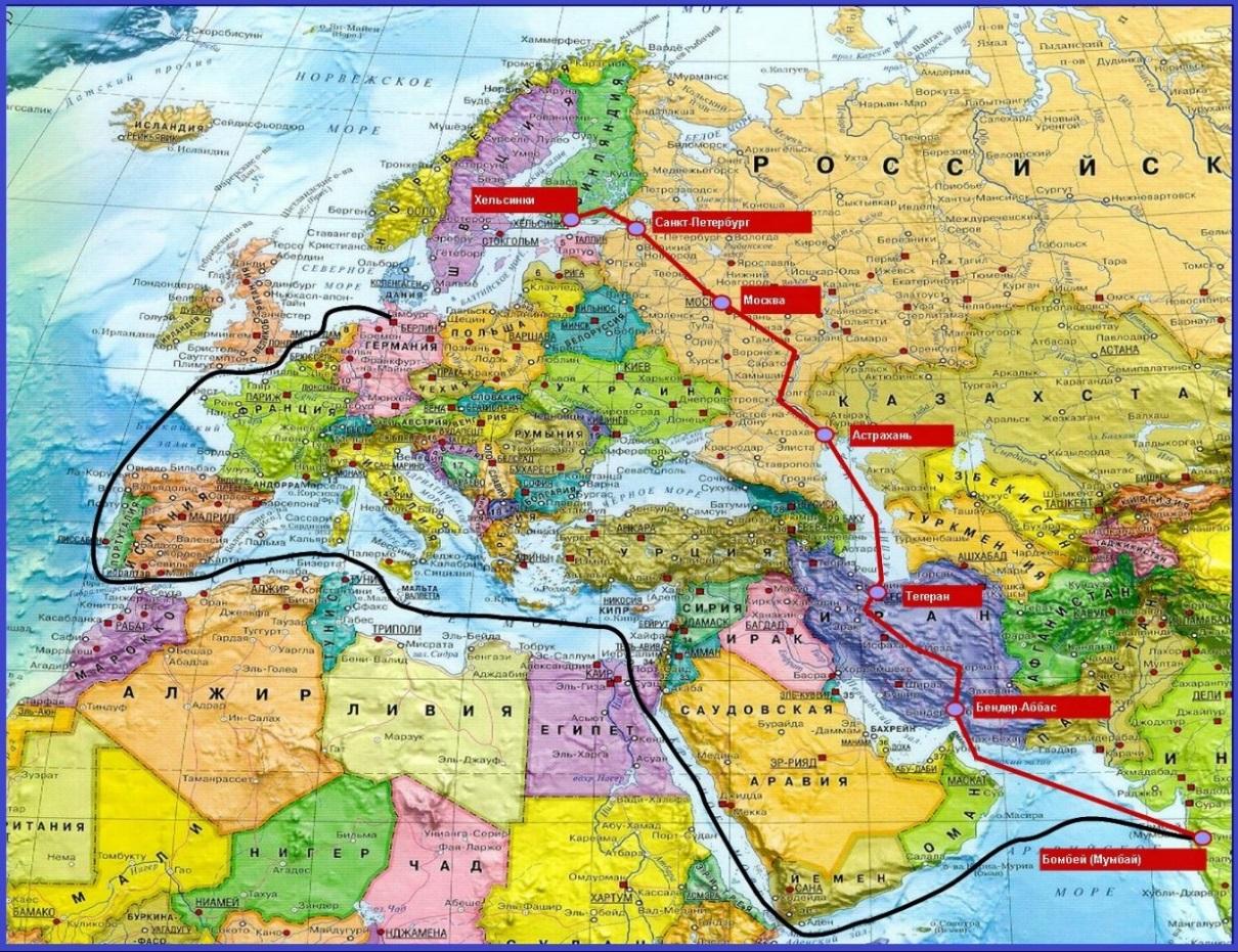 North-South Transport Corridor (Mumbai - Helsinki) allows to significantly cut the distance of cargo transportation.