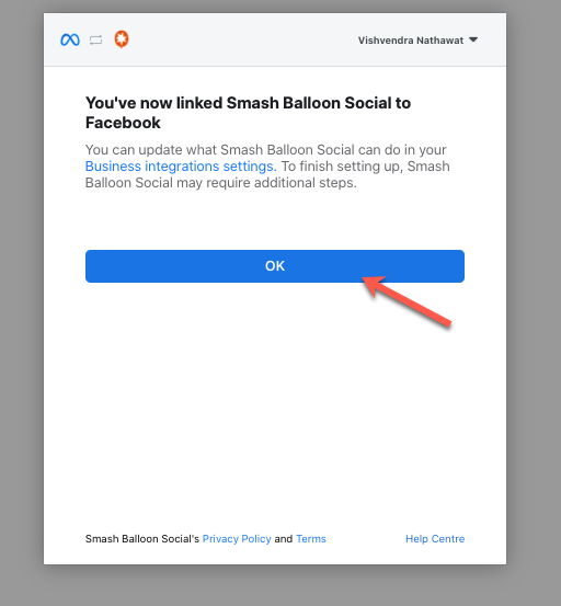 Smash Ballon social linked to Facebook
