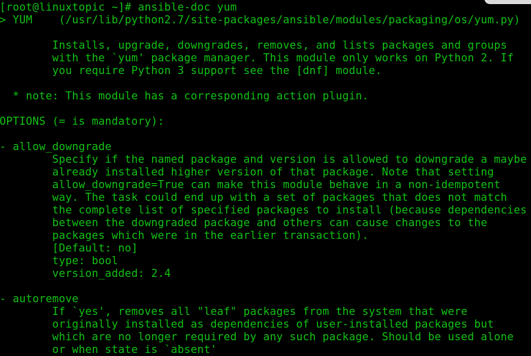 ansible module, ansible ad-hoc command, ansible yum module, ansible apt module