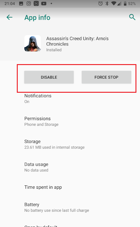 disable app