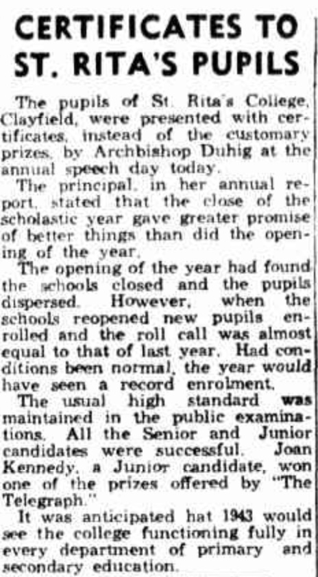 St Rita's College post-war