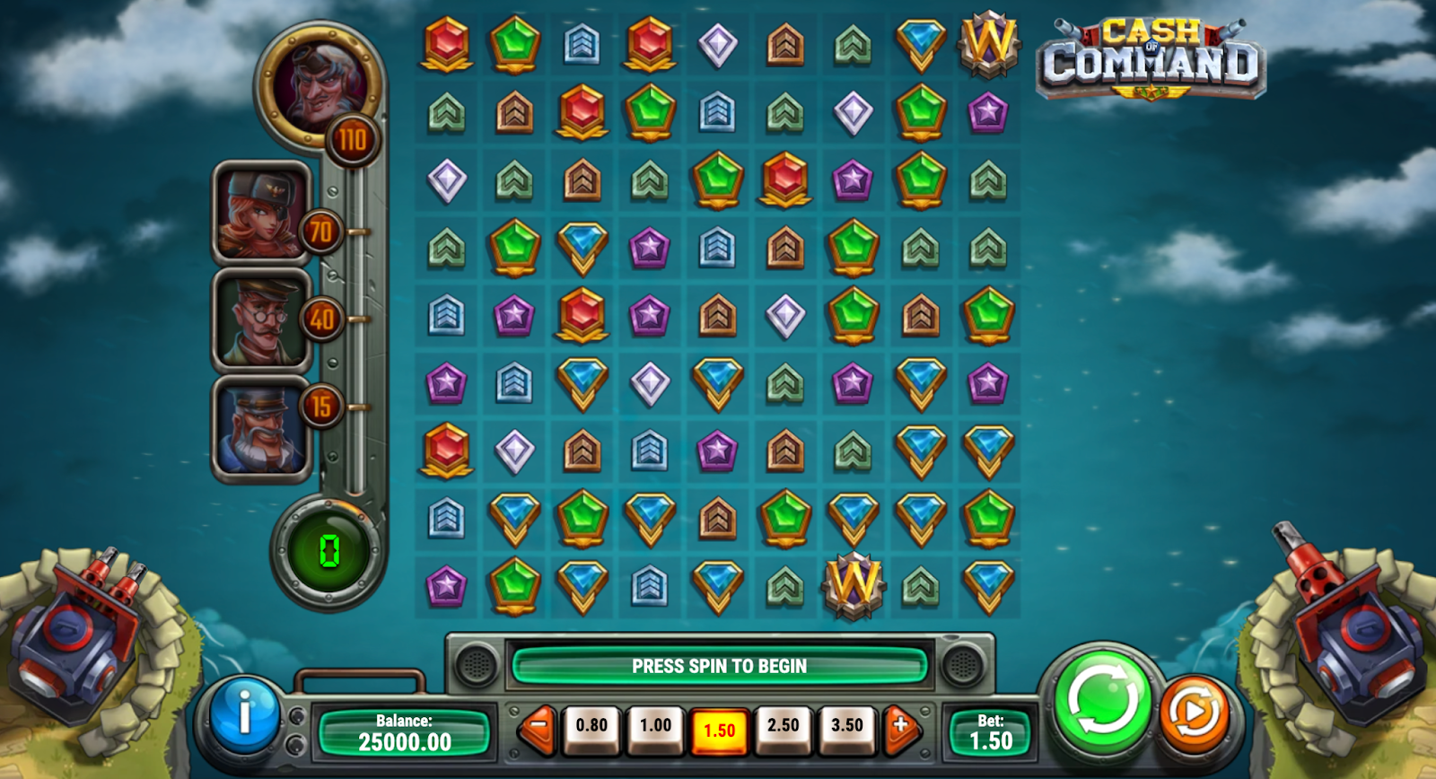 Screenshot av spilleautomaten Cash of Command, en populær automat i Play'n Go casinoer.