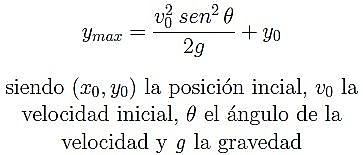 Fórmula de la altura máxima en el movimiento parabólico