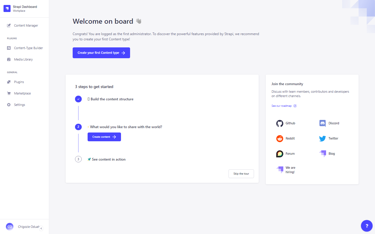 Strapi-Dashboard-Welcome-Page
