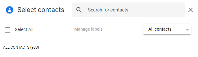 Existing contact list in Gmail account