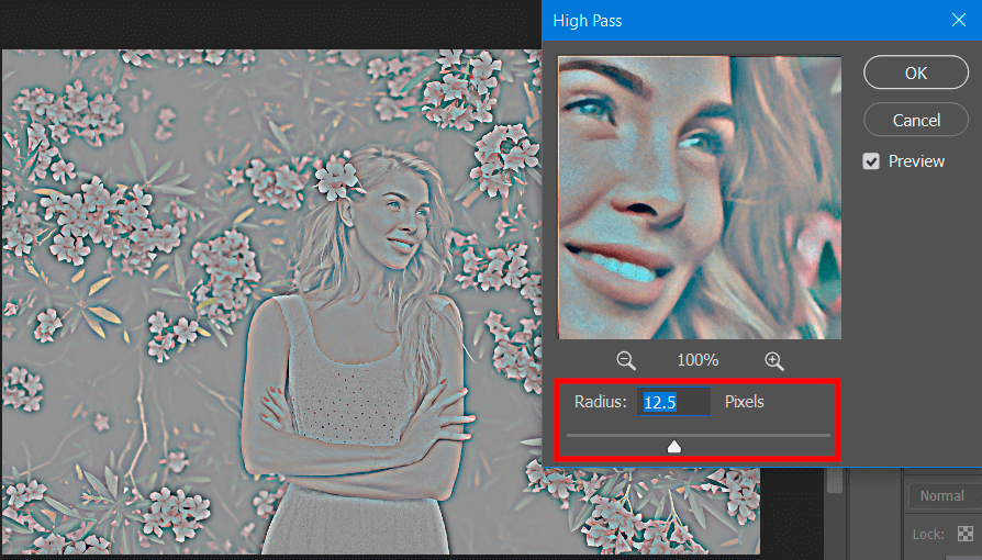select the values to remove noise in lightroom