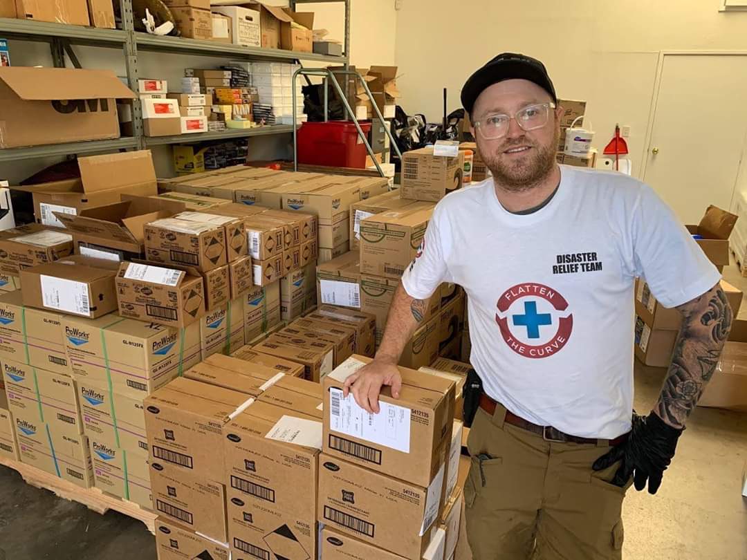 Man with boxes on pallets