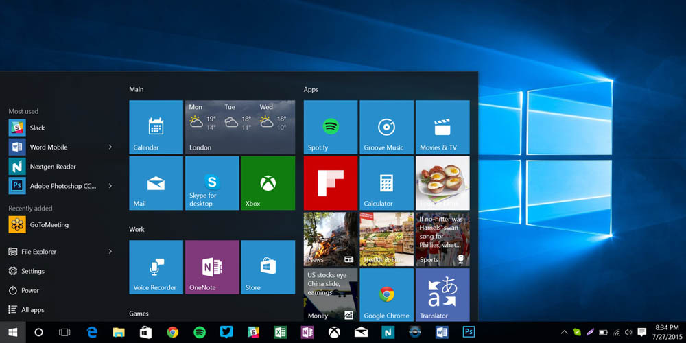 Windows 10 Star Menu and Interface