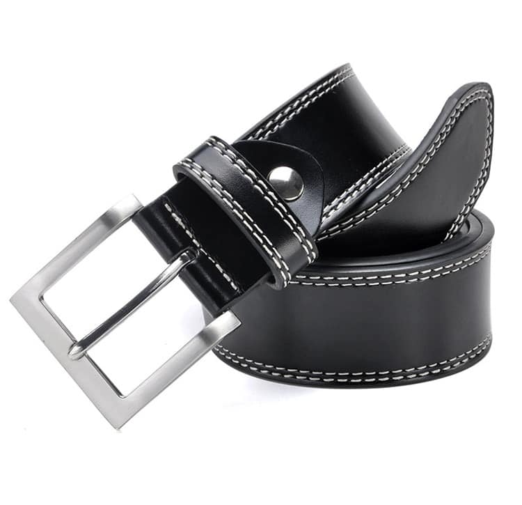 Casual Belt For Men Solid Pattern Genuine Leather Double Stitching Big ...