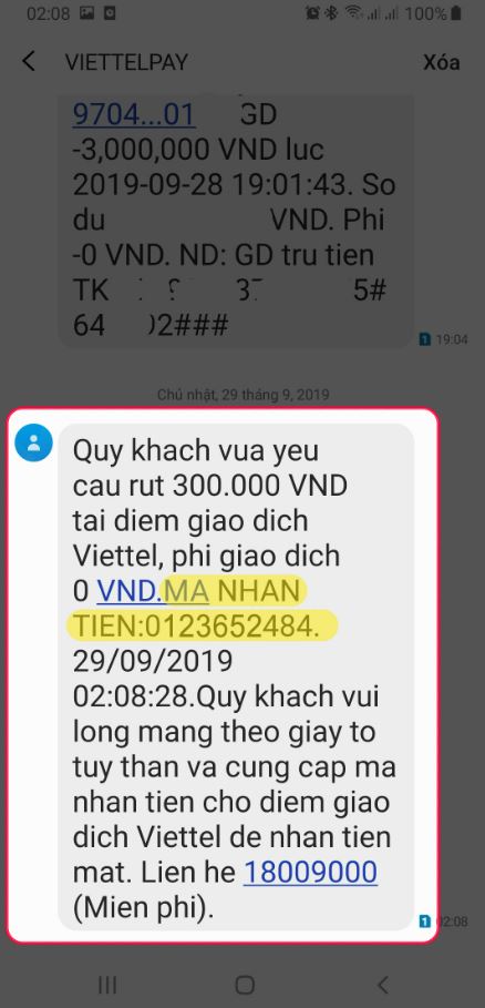 Rút tiền Viettelpay