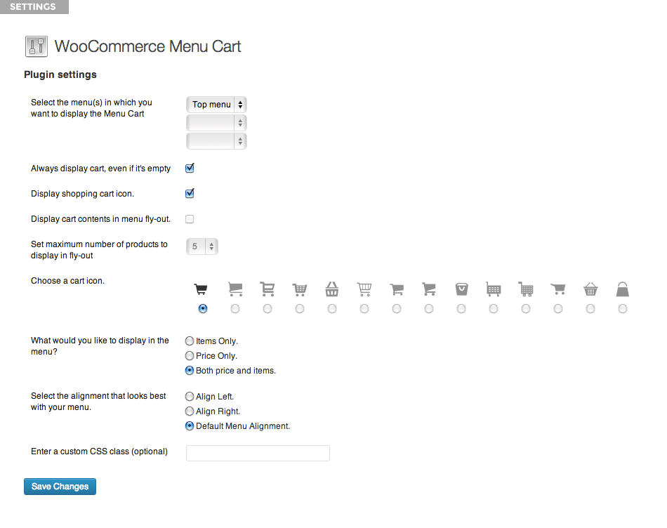 WooCommerce Menu Bar Cart