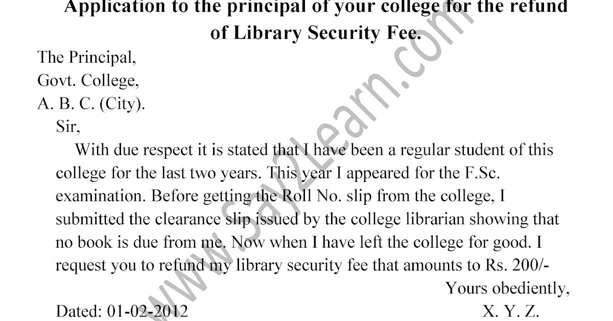 application-to-the-principal-of-your-college-for-the-refund-of-library