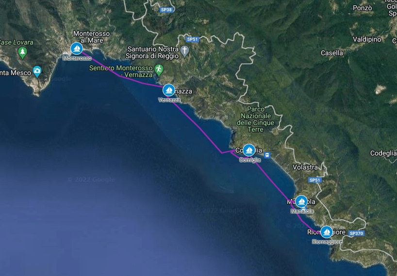 Cinque Terre Boot: Route