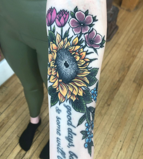 Traditional Sunflower Arm Tattoos