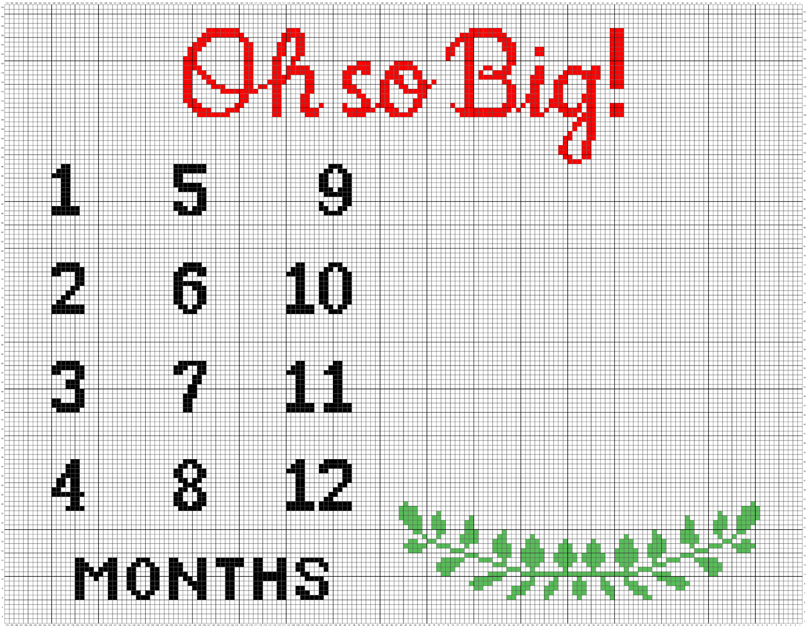 oh so big monthly baby growth blanket graph pattern