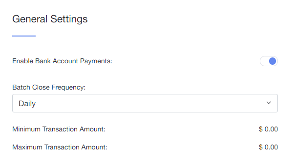 bank account payment settings