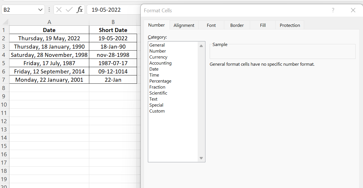 Short Date Format in Excel - 3 Different Methods