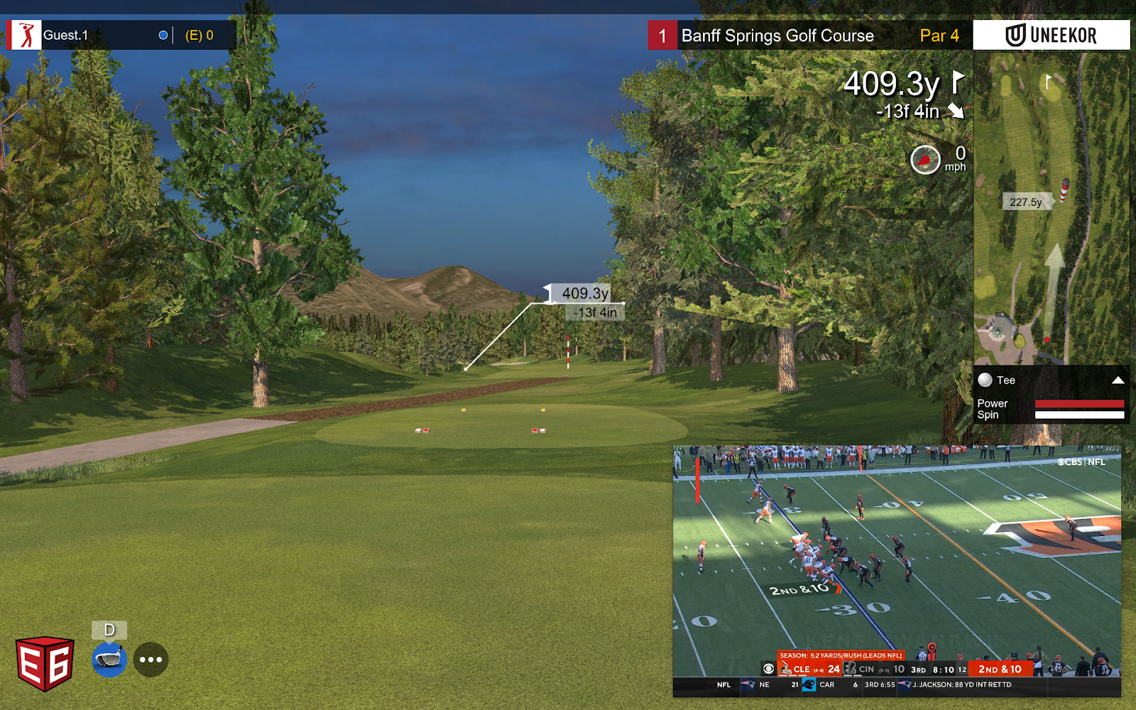 Screenshot of picture in picture with golf simulator software