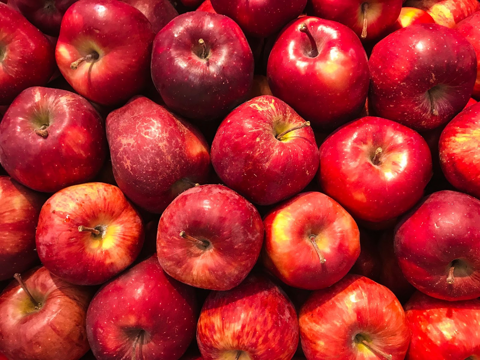 Red apples stacked together