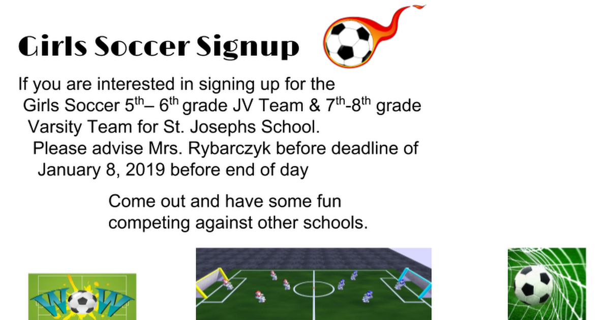 Girls Soccer Signup Flyer