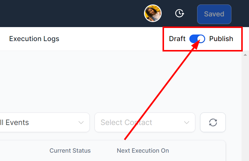 Toggle between publish and draft mode