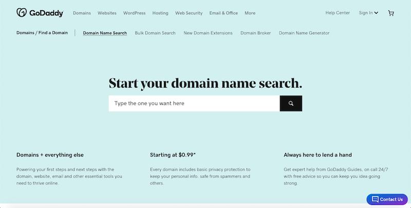 GoDaddy: Domain name search 