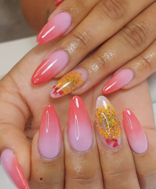 Peach Blush pink ombre nail