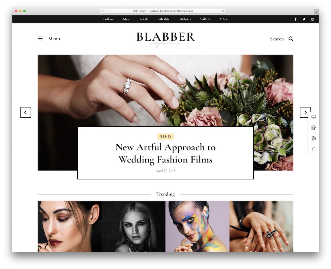 tema de wordpress blabber con control deslizante